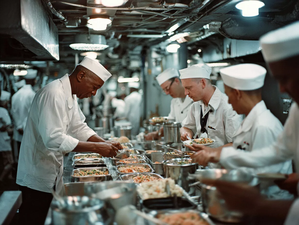 U8554719727 clean ship galley chef preparing food crew eating d1b2b55d 83a5 4205 a763 61f9379e4121 3